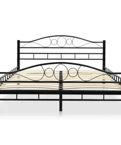 vidaXL Bed with Memory Foam Mattress Black Metal 137×187 cm Double