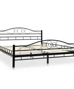 vidaXL Bed with Memory Foam Mattress Black Metal 153×203 cm Queen