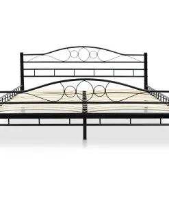 vidaXL Bed with Memory Foam Mattress Black Metal 153×203 cm Queen