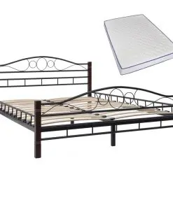 vidaXL Bed with Memory Foam Mattress Black Metal 137×187 cm Double