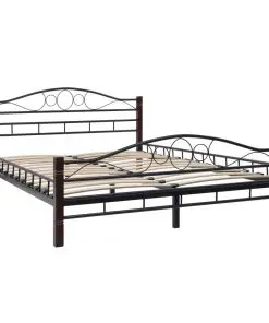 vidaXL Bed with Memory Foam Mattress Black Metal 137×187 cm Double