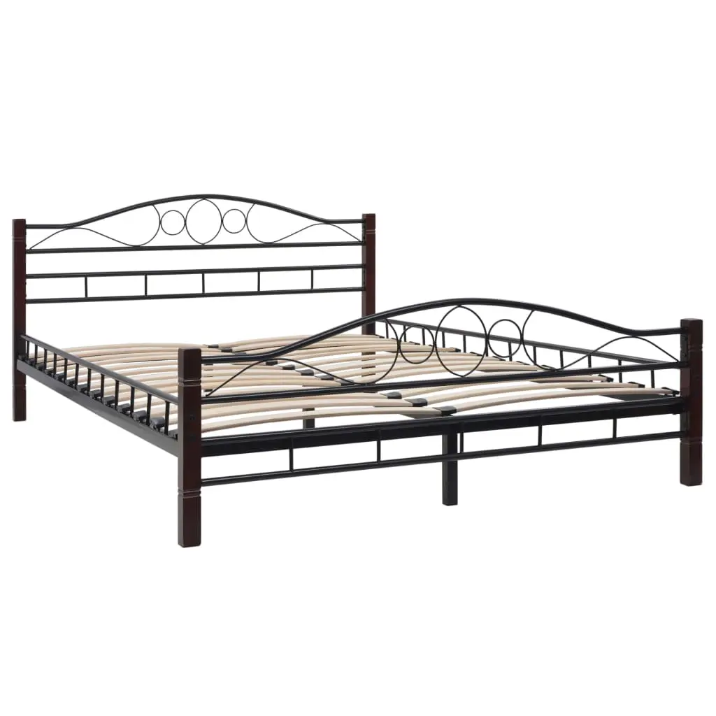 vidaXL Bed with Memory Foam Mattress Black Metal 137×187 cm Double