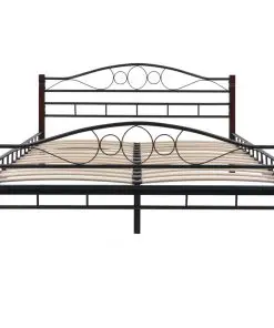 vidaXL Bed with Memory Foam Mattress Black Metal 137×187 cm Double