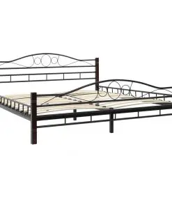 vidaXL Bed with Memory Foam Mattress Black Metal 153×203 cm Queen