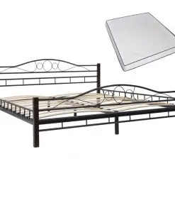 vidaXL Bed with Memory Foam Mattress Black Metal 183×203 cm King