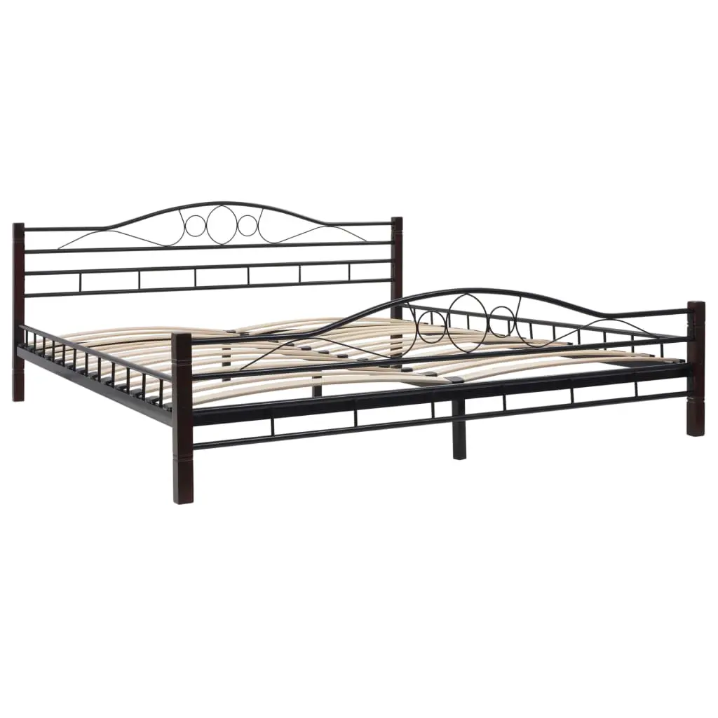 vidaXL Bed with Memory Foam Mattress Black Metal 183×203 cm King