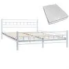vidaXL Bed with Memory Foam Mattress White Metal 137×187 cm Double