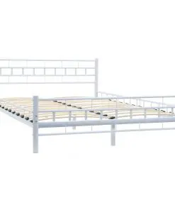 vidaXL Bed with Memory Foam Mattress White Metal 137×187 cm Double