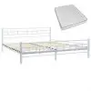 vidaXL Bed with Memory Foam Mattress White Metal 153×203 cm Queen