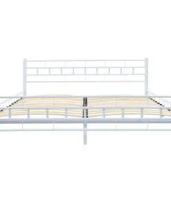 vidaXL Bed with Memory Foam Mattress White Metal 153×203 cm Queen