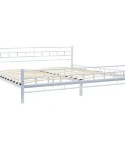 vidaXL Bed with Memory Foam Mattress White Metal 183×203 cm King