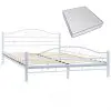 vidaXL Bed with Memory Foam Mattress White Metal 137×187 cm Double