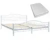 vidaXL Bed with Memory Foam Mattress White Metal 153×203 cm Queen