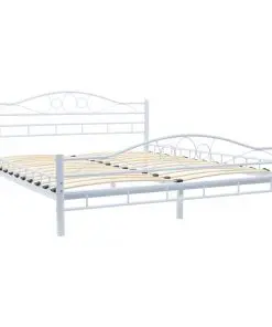 vidaXL Bed with Memory Foam Mattress White Metal 153×203 cm Queen