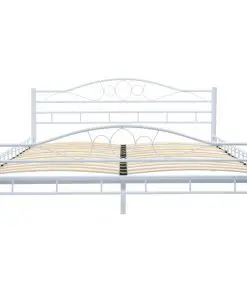 vidaXL Bed with Memory Foam Mattress White Metal 153×203 cm Queen