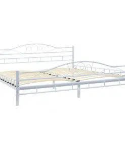 vidaXL Bed with Memory Foam Mattress White Metal 183×203 cm King