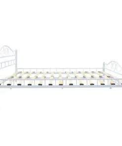 vidaXL Bed with Memory Foam Mattress White Metal 183×203 cm King