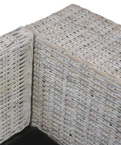 vidaXL 2-Seater Sofa with Cushions Grey Natural Rattan