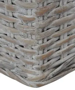 vidaXL 2-Seater Sofa with Cushions Grey Natural Rattan