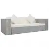 vidaXL 3-Seater Sofa with Cushions Grey Natural Rattan