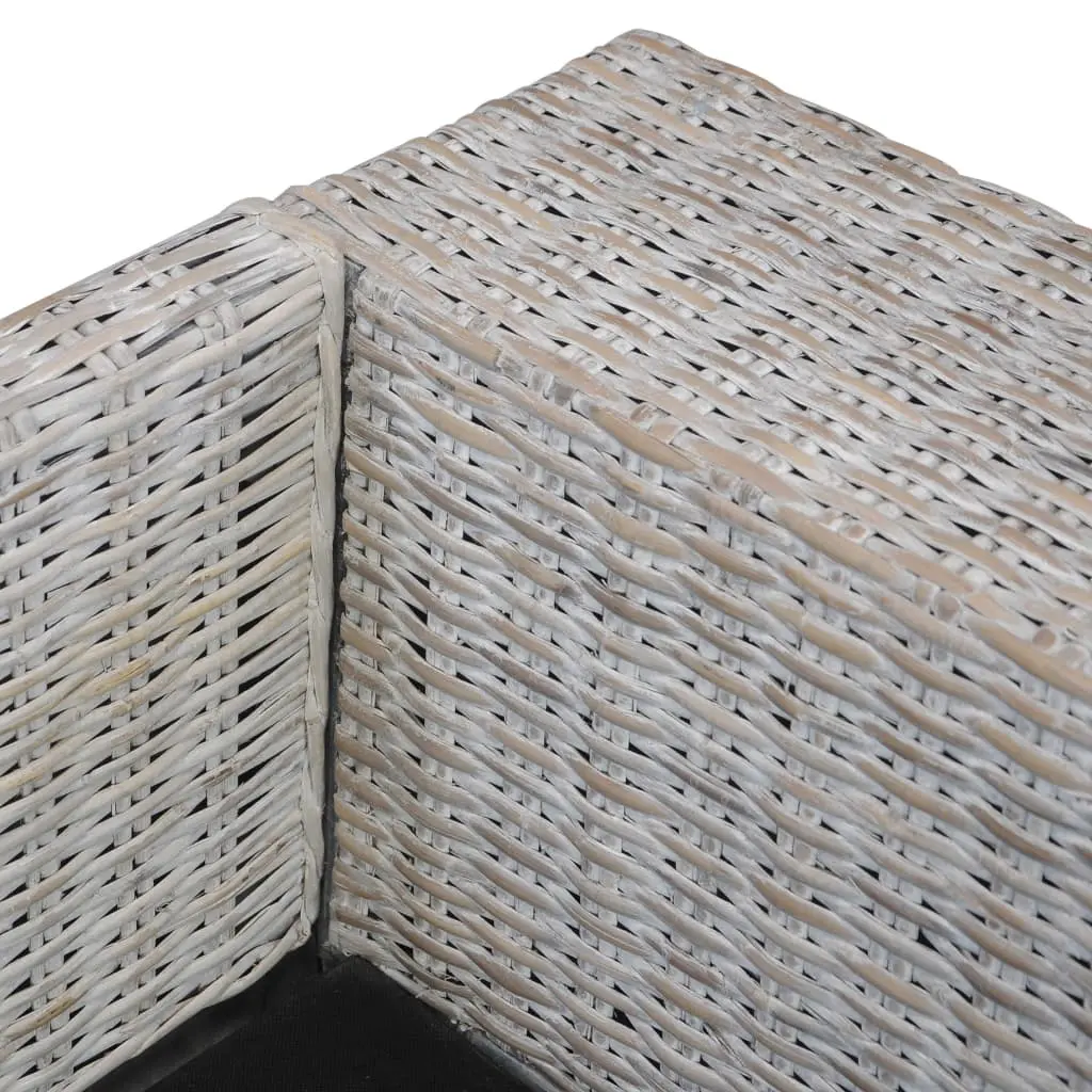 vidaXL 3-Seater Sofa with Cushions Grey Natural Rattan