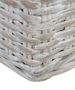 vidaXL 3-Seater Sofa with Cushions Grey Natural Rattan