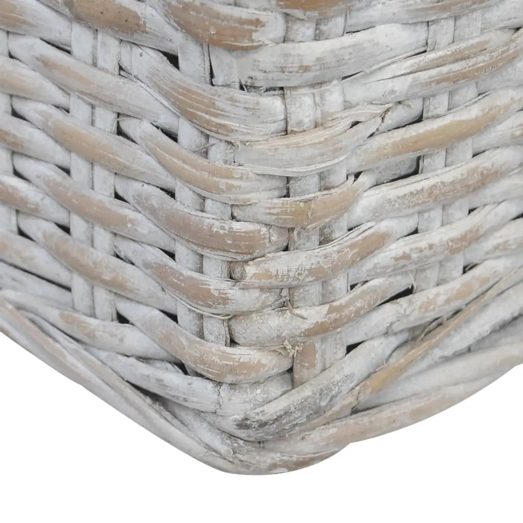 vidaXL 3-Seater Sofa with Cushions Grey Natural Rattan