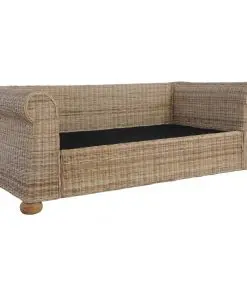 vidaXL 2-Seater Sofa with Cushions Natural Rattan