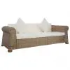 vidaXL 3-Seater Sofa with Cushions Natural Rattan vidaXL 3-Seater Sofa with Cushions Natural Rattan