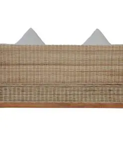 vidaXL 2-Seater Sofa with Cushions Natural Rattan
