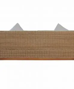 vidaXL 3-Seater Sofa with Cushions Natural Rattan