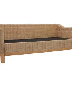 vidaXL 3-Seater Sofa with Cushions Natural Rattan