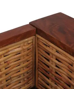 vidaXL 3-Seater Sofa with Cushions Brown Natural Rattan