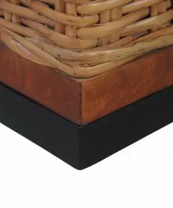 vidaXL 3-Seater Sofa with Cushions Brown Natural Rattan