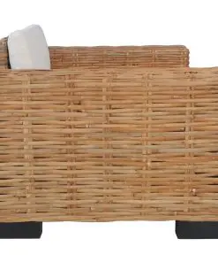 vidaXL Armchair with Cushions Natural Rattan