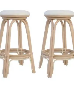 vidaXL Bar Stools 2 pcs Natural Rattan