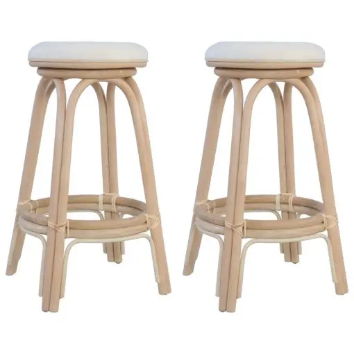 vidaXL Bar Stools 2 pcs Natural Rattan