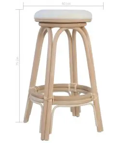 vidaXL Bar Stools 2 pcs Natural Rattan