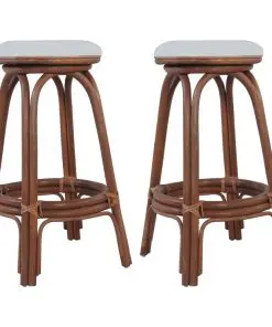 vidaXL Bar Stools 2 pcs Brown Rattan