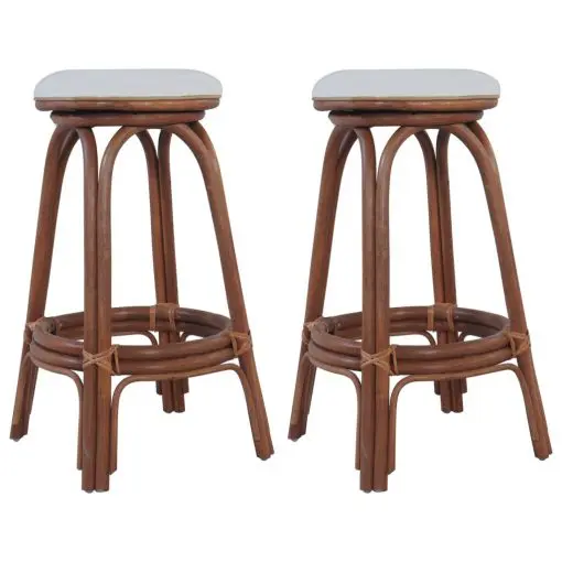 vidaXL Bar Stools 2 pcs Brown Rattan