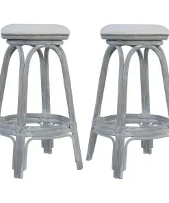 vidaXL Bar Stools 2 pcs Grey Rattan