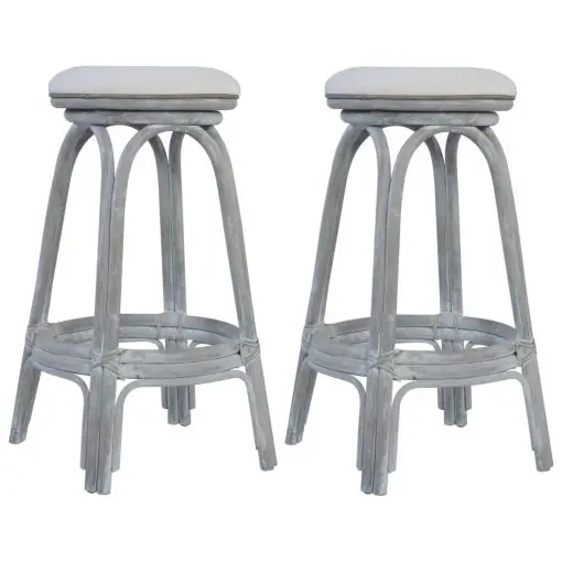 vidaXL Bar Stools 2 pcs Grey Rattan
