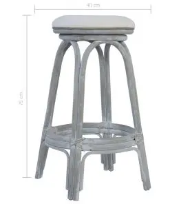 vidaXL Bar Stools 2 pcs Grey Rattan