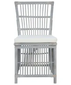 vidaXL Dining Chairs with Cushions 2 pcs Grey Natural Rattan