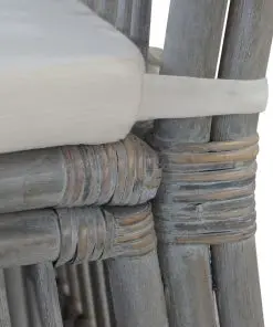 vidaXL Dining Chairs with Cushions 2 pcs Grey Natural Rattan