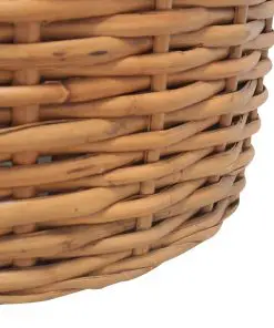 vidaXL 3-Seater Sofa with Cushions Natural Rattan