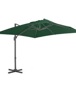 vidaXL Outdoor Umbrella with Portable Base Green