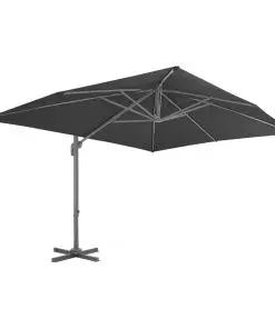 vidaXL Outdoor Umbrella with Portable Base Anthracite