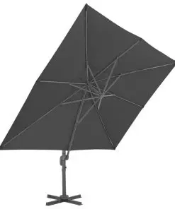 vidaXL Outdoor Umbrella with Portable Base Anthracite