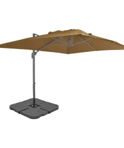 vidaXL Outdoor Umbrella with Portable Base Taupe